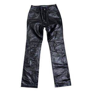 GAP Vintage Y2K Bootcut GENUINE LEATHER Straight Motorcycle Biker Pants Womens 0